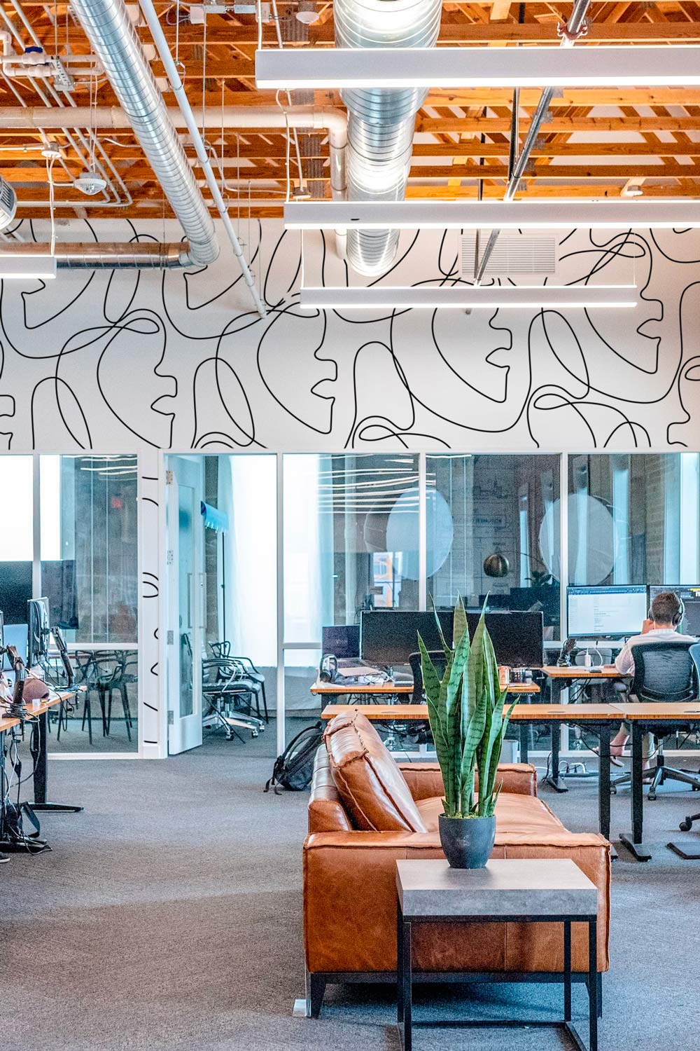 Commercial-grade wallcovering in a contemporary professional interior